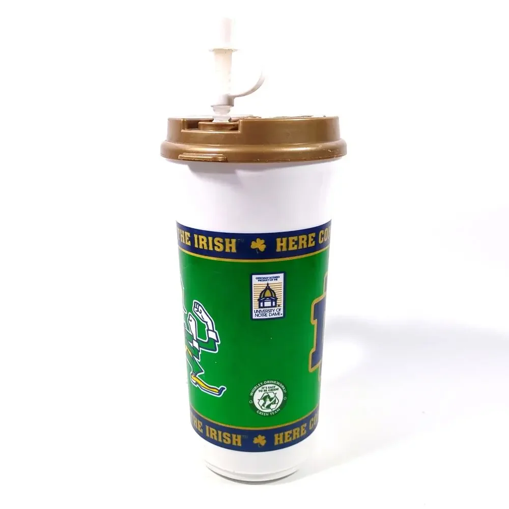 VTG Whirley Drink Works Notre Dame Fighting Irish Plastic Collector Cup Straw